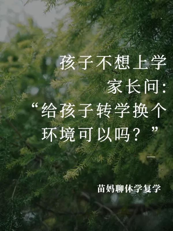 孩子不想上学了，家长问：“给孩子转学换个环境可以吗？”